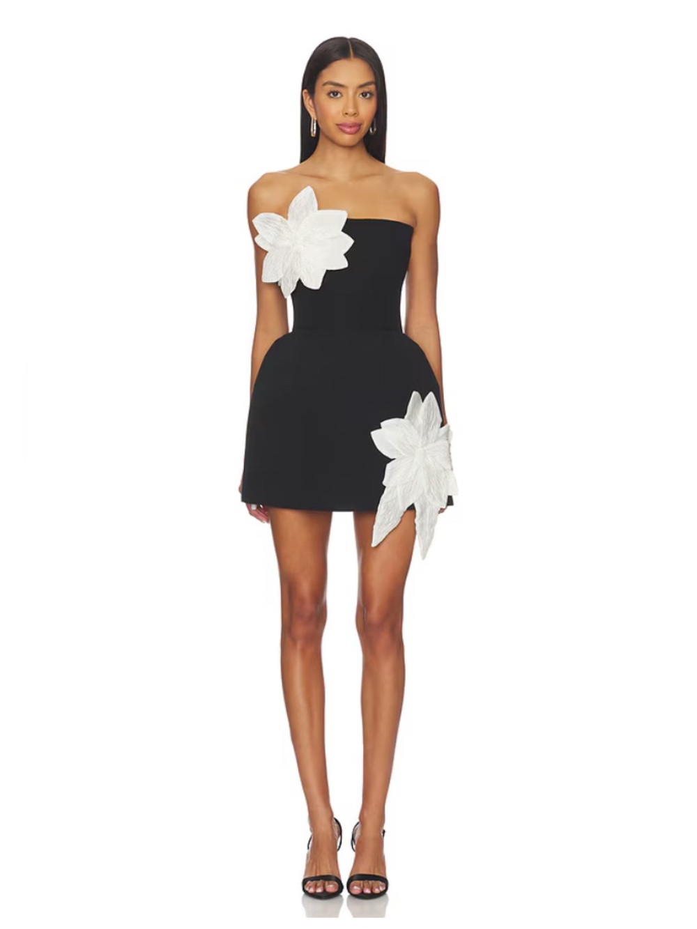 NEW Bronx and Banco Jasmine Maraya Mini Dress in Black & White with White Floral